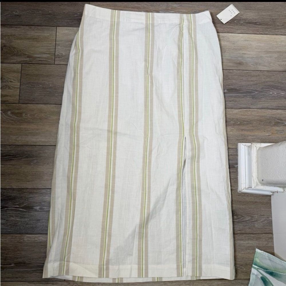 NWT A New Day Elegant Striped White and Green Midi Skirt Sz XXL